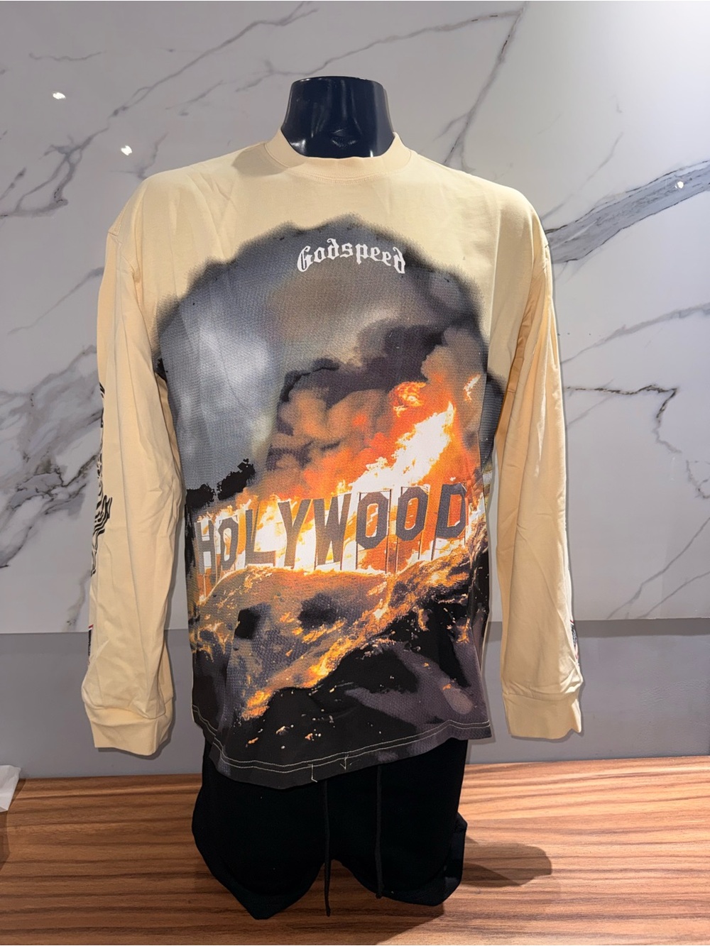 Godspeed Hollywood Fire Graphic Long-Sleeve Shirt - Cream